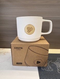 COSTA白金条纹咖啡杯2025陶瓷马克杯金属浮雕高颜值办公室咖啡杯