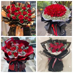 红玫瑰鲜花情人节生日表白花束礼物安徽马鞍山市当涂县含山县和县