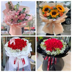 红玫瑰鲜花情人节生日表白花束礼物河南南阳市新野县桐柏县邓州市