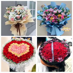 520情人节红玫瑰鲜花生日花束浙江衢州市开化县龙游县江山市同城