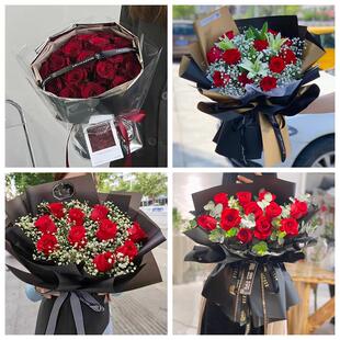 红玫瑰鲜花情人节生日表白花束礼物甘肃平凉市崆峒区泾川县华亭市