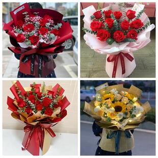 红玫瑰鲜花情人节生日表白花束礼物广东广州市天河白云黄埔番禺区