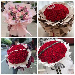 红玫瑰鲜花情人节生日表白花束礼物湖南怀化市辰溪县溆浦县会同县