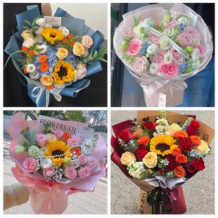 99朵玫瑰花束妇女节向日葵生日鲜花福建龙岩市长汀上杭武平连城县