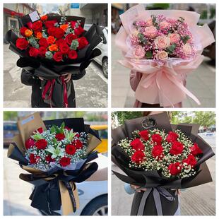 红玫瑰鲜花情人节生日表白花束礼物河南洛阳市洛宁县伊川县偃师市