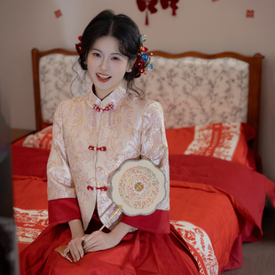 卿如故原创汉服新中式改良上衣传统马面裙出阁服敬酒服定婚礼服