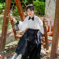 Qing ru Оригинальная капуста Hanfu Ming System Han Element Element Element Element Element Sight -точная юбка для лапши черная вязаная черная кошачь