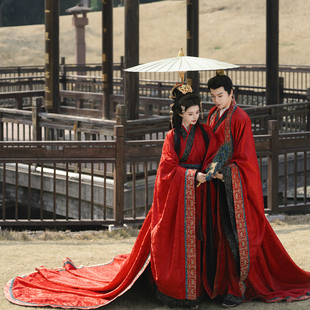 卿如故原创汉服汉制婚服红色礼服套装男女重工大放量拖尾复原形制
