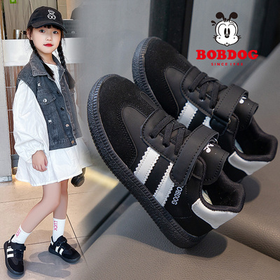 巴布豆女童运动鞋黑色春秋新款