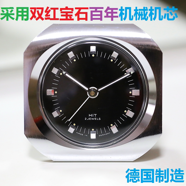 德国进口制造复古红宝石上弦机械闹钟纯铜制造钟表欧式座钟银色