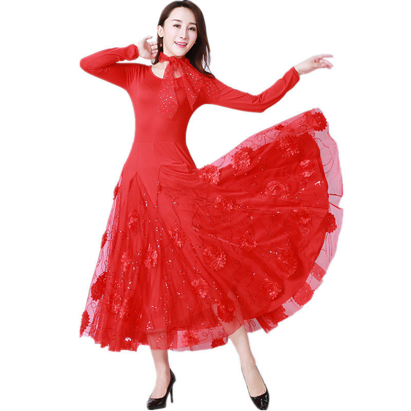 春摩登舞裙新款红大摆裙国标舞裙交谊舞裙华尔兹初比赛表演演出服,女装/女士精品,民族服装/舞台装,淘宝优惠券,粉丝福利购,淘宝优惠卷