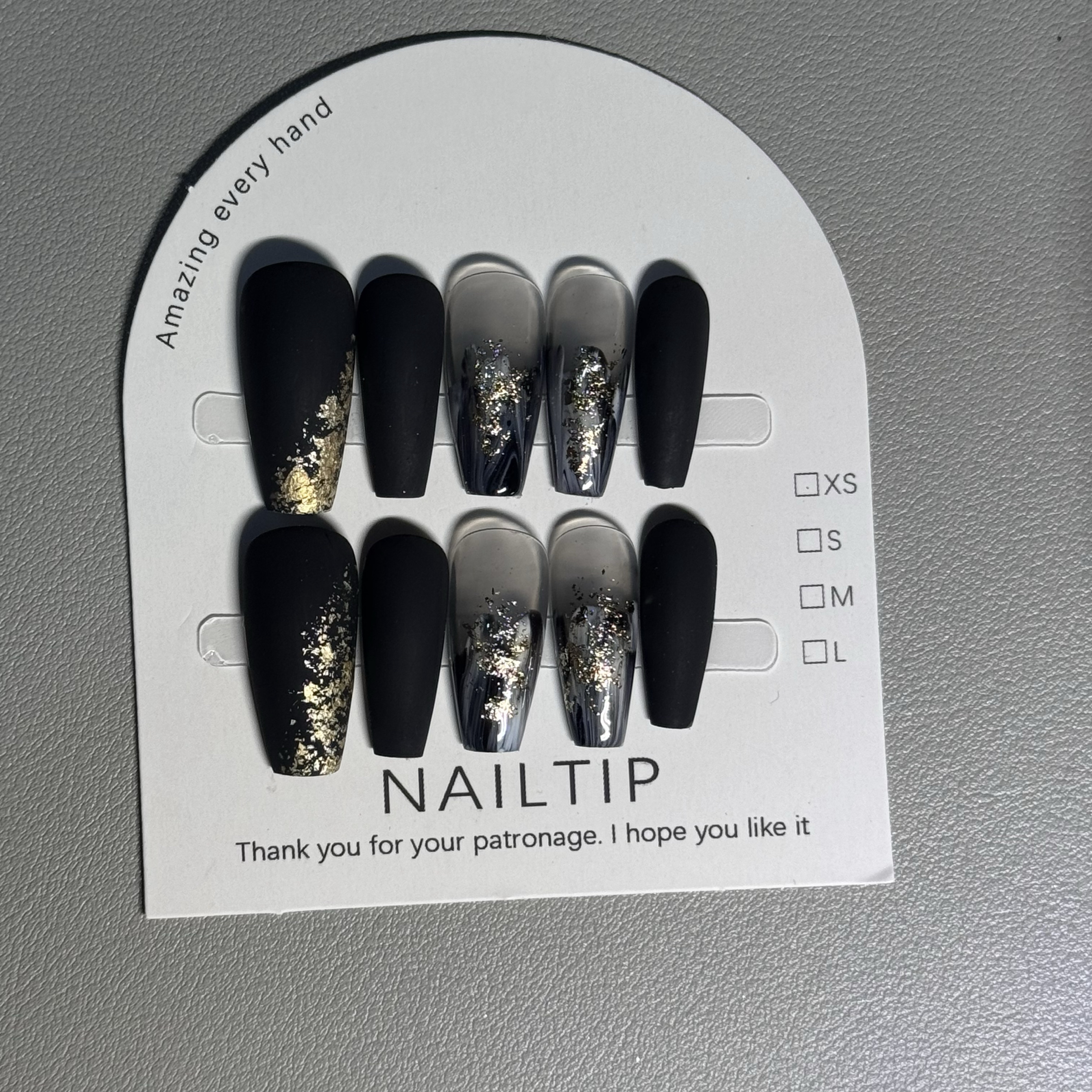 高级黑金穿戴甲水墨风美甲可拆卸