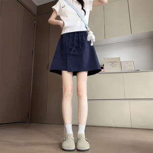 200斤山本工装裙裤女春夏季新款大码胖mm高腰遮胯显瘦a字五分裤潮