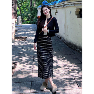 高腰直筒裙胖mm300斤圆点包臀裙子 修身 波点半身裙女大码 春夏新款