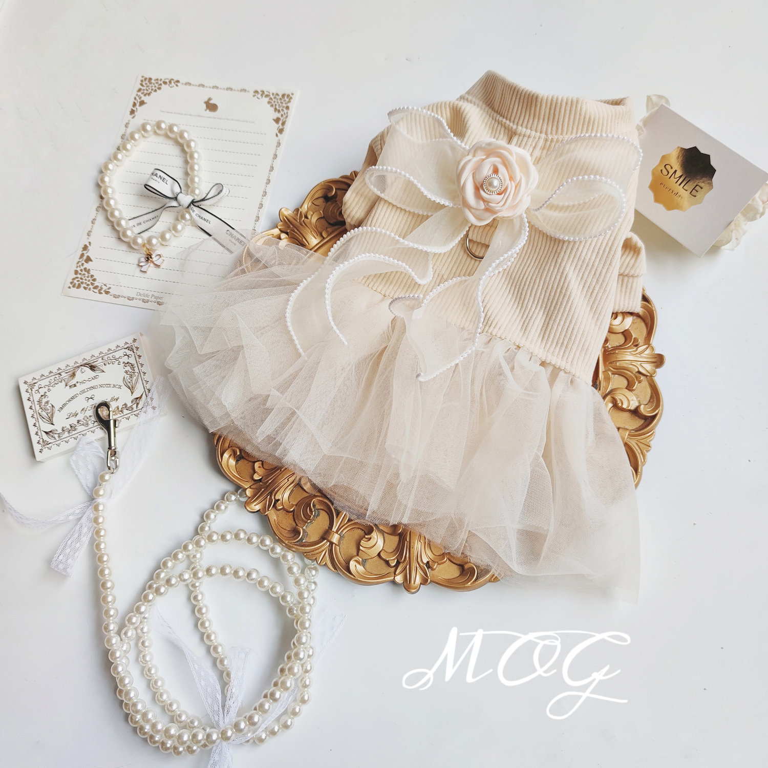 MOG公主裙纱纱牵引小型犬猫咪