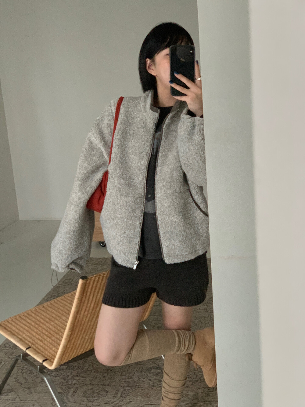 小众设计师品牌！灯芯绒拼接松软羊羔毛短外套（含10%羊毛）