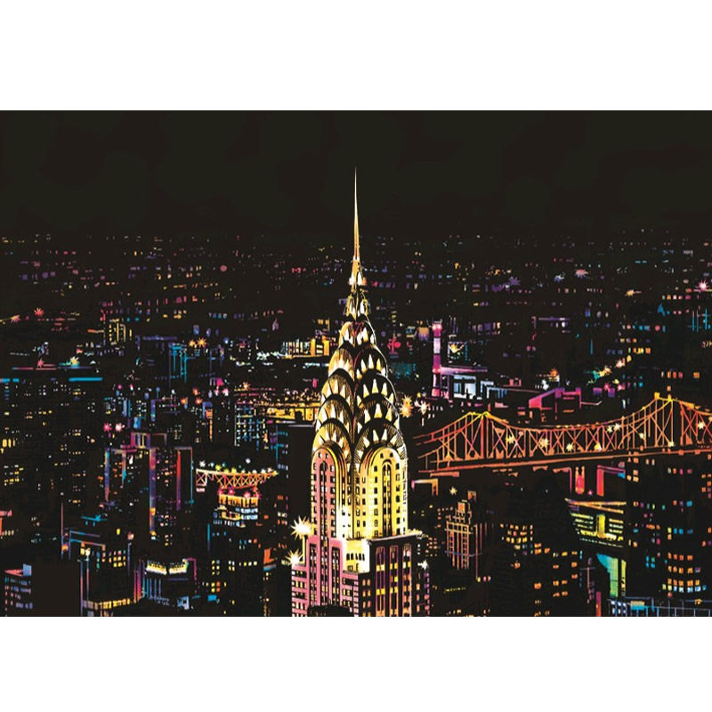 美国纽约帝国大厦著名地标建筑夜景图 手工礼物学生寝室房间挂画