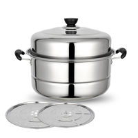 This is a stainless steel three-layer thickened steamer, with a three-layer steaming rack, one layer, two layers, and a two-layer soup pot. It is a double-layer household induction cooker thumbnail 2