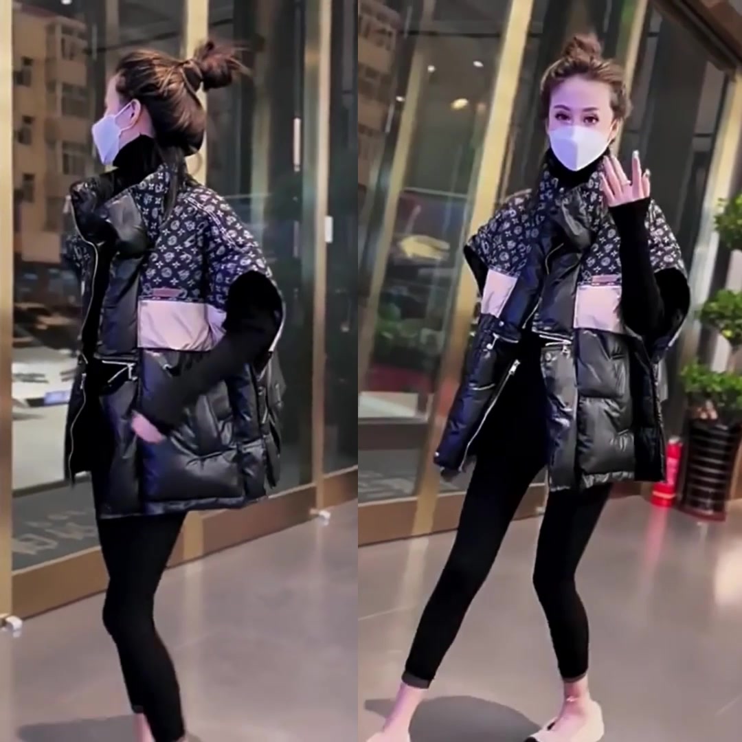 撞色时尚拼接棉服马甲宽松