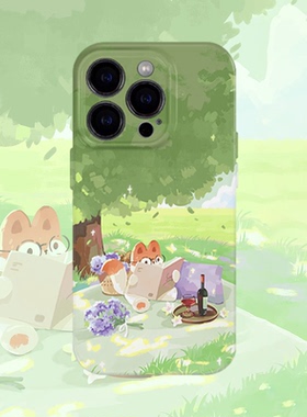 野餐狐狸手机壳适用iPhone15promax苹果14菲林13可爱12小清新16华为mate60荣耀P70小米vivox90一加opporeno17