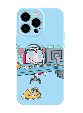 不想上班手机壳适用iPhone16promax苹果15菲林14可爱13蓝色17华为mate60荣耀P70小米vivox200s一加opporeno12