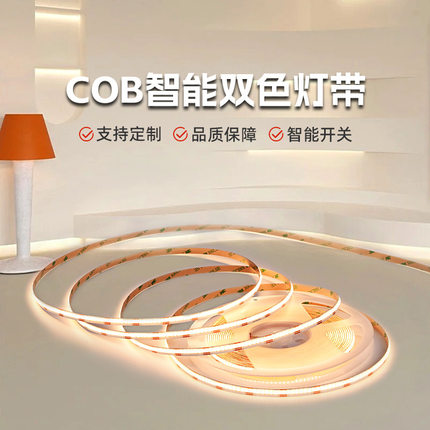 COB双色温灯带24v三色调光调色客厅悬浮吊顶双阳皮向上发光线型灯
