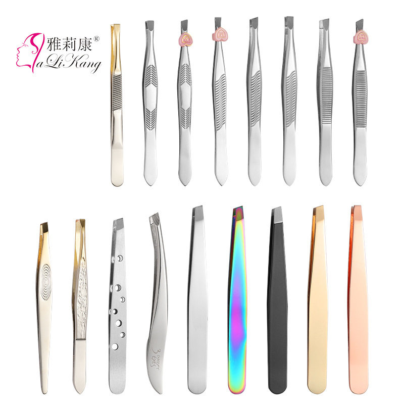 厂家不锈钢眉毛夹美容夹 斜平口修拔眉夹修眉剪镊子美妆工具套装