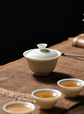 本曼白釉二才盖碗闽南功夫茶器