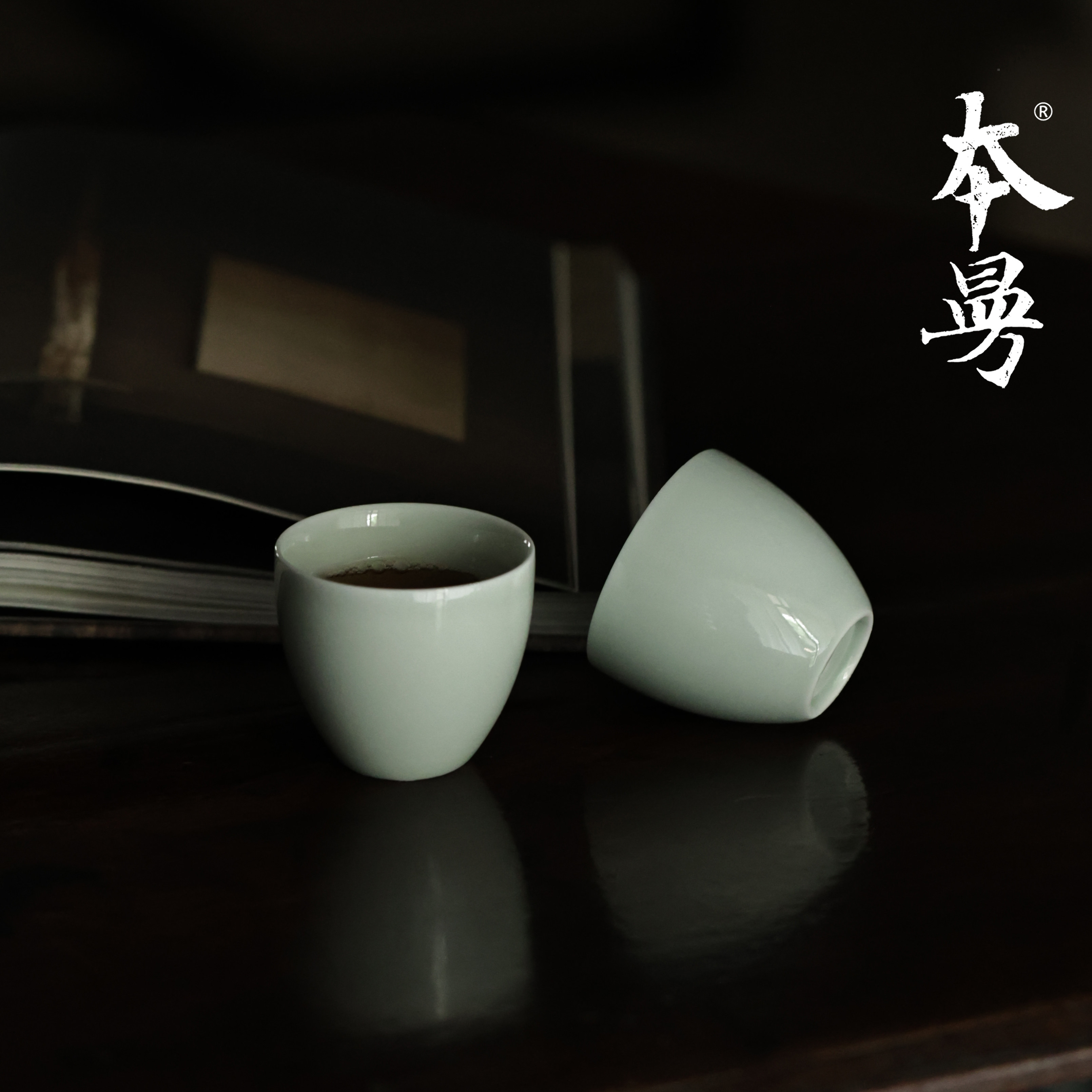 本曼山房湖田窑大相杯景德镇影青釉白瓷茶杯品茗杯家用客杯主人杯