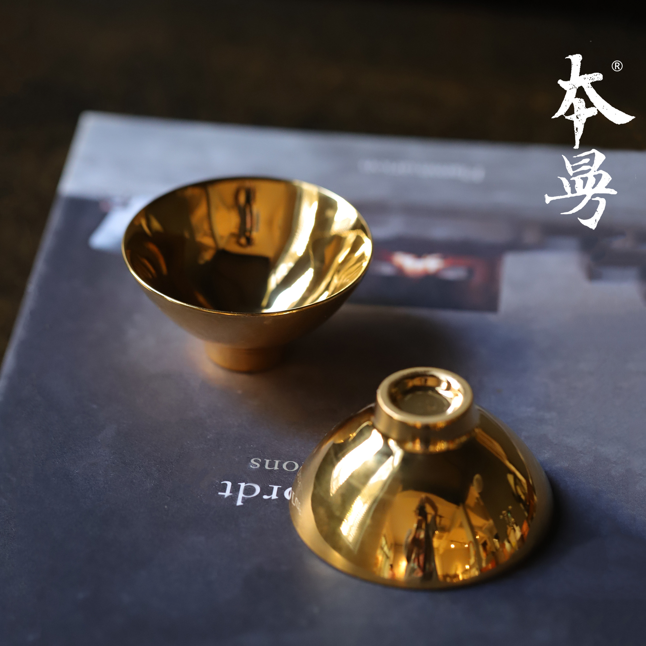 本曼山房鎏金斗笠杯老窑手作白瓷小茶盏闽南功夫茶杯茶室主人杯