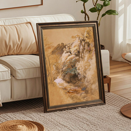 法式中古玄关油画|《山谷秋色》欧洲艺术复古客厅装饰画肌理挂画