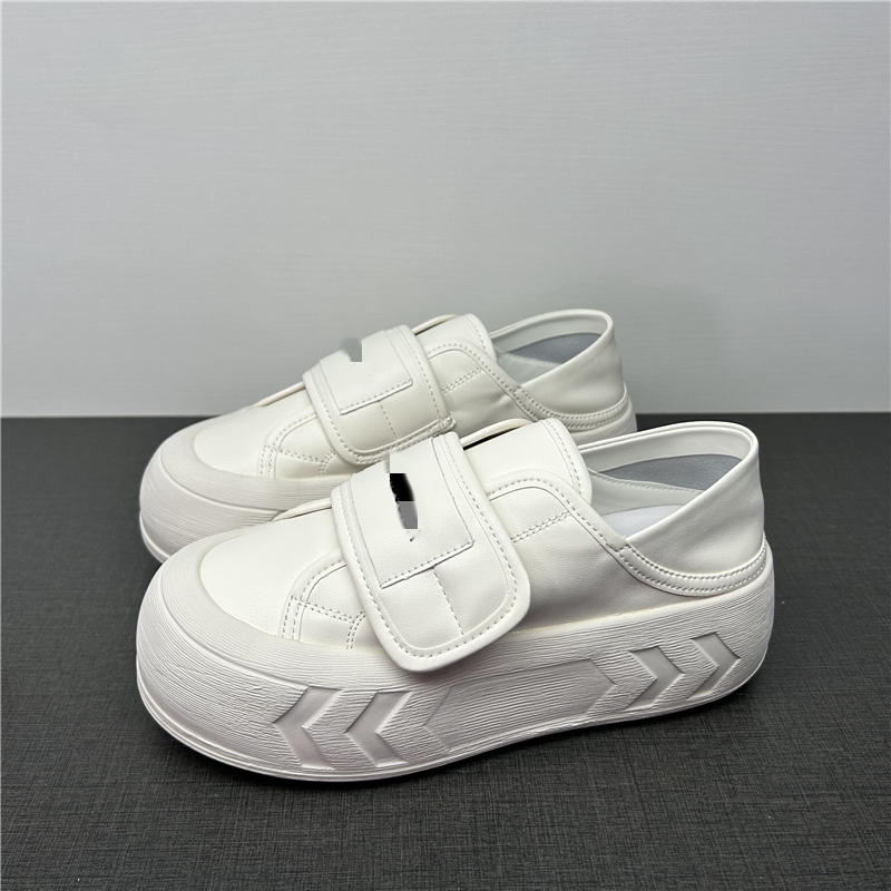 商场撤柜断码处理真皮小白鞋女春季百搭舒适魔术贴厚底学生休闲鞋