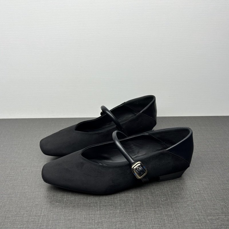35 36 38码撤柜清仓处理绒面黑色女鞋春秋平底百搭一脚蹬浅口单鞋