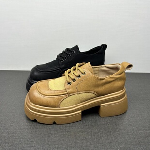 女圆头松糕厚底百搭通勤乐福鞋 38撤柜处理英伦风厚底单鞋 女