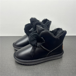 品牌断码处理真皮短筒靴冬季加绒加厚平底休闲百搭女士保暖雪地靴