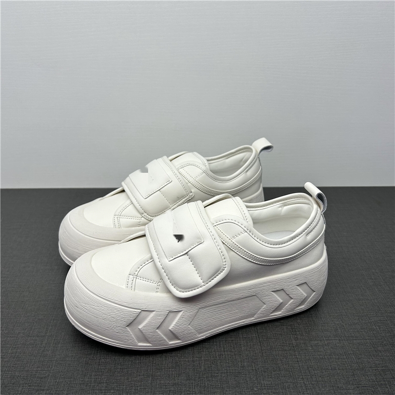 商场撤柜断码处理真皮小白鞋女春季新款简约厚底休闲魔术贴女板鞋