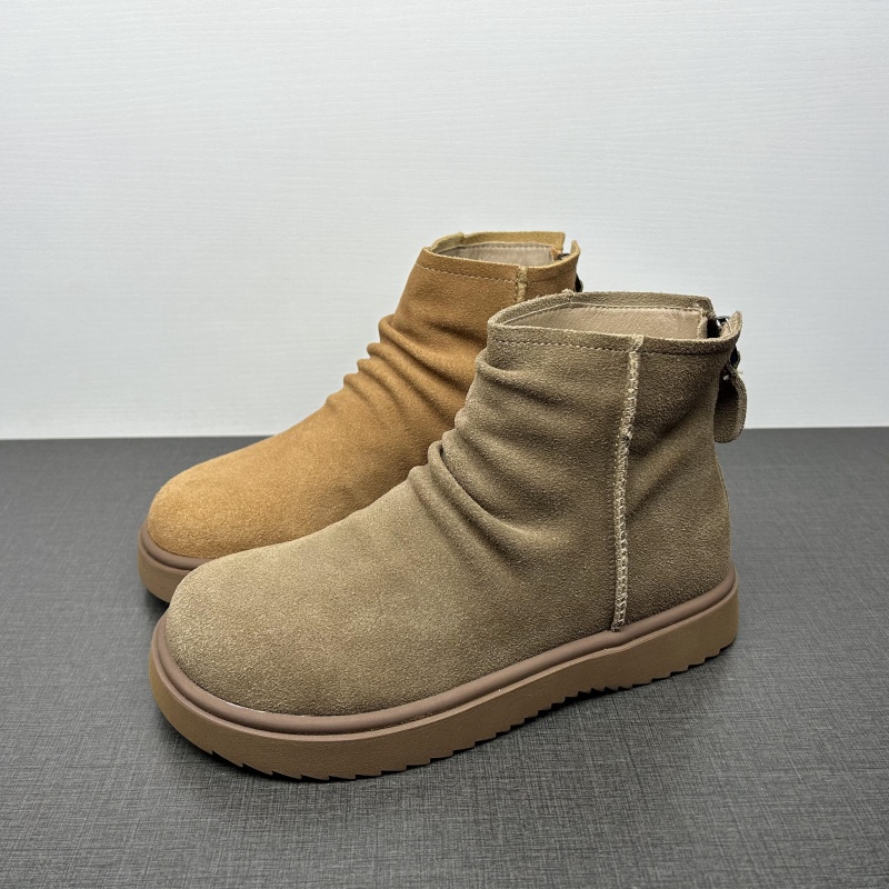 撤柜断码处理真皮马丁靴冬新款加绒保暖面包棉靴户外厚底短筒靴女