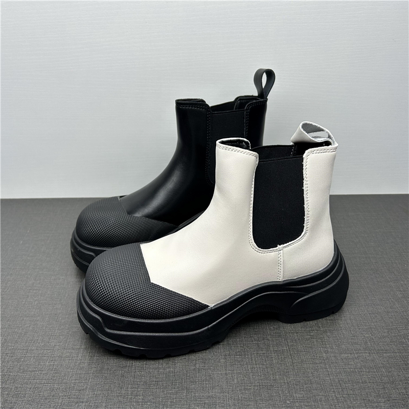 3739清仓断码处理马丁靴女冬季加绒拼色厚底增高切尔西保暖短筒靴