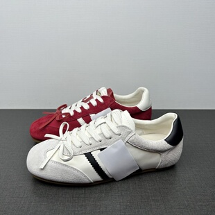 百搭蝴蝶结休闲阿甘鞋 品牌撤柜断码 新款 2026春季 女 处理真皮德训鞋