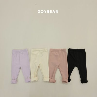韩国童装代购SOYBEAN男女小大童宝宝棉软加绒纯色修身弹力打底裤