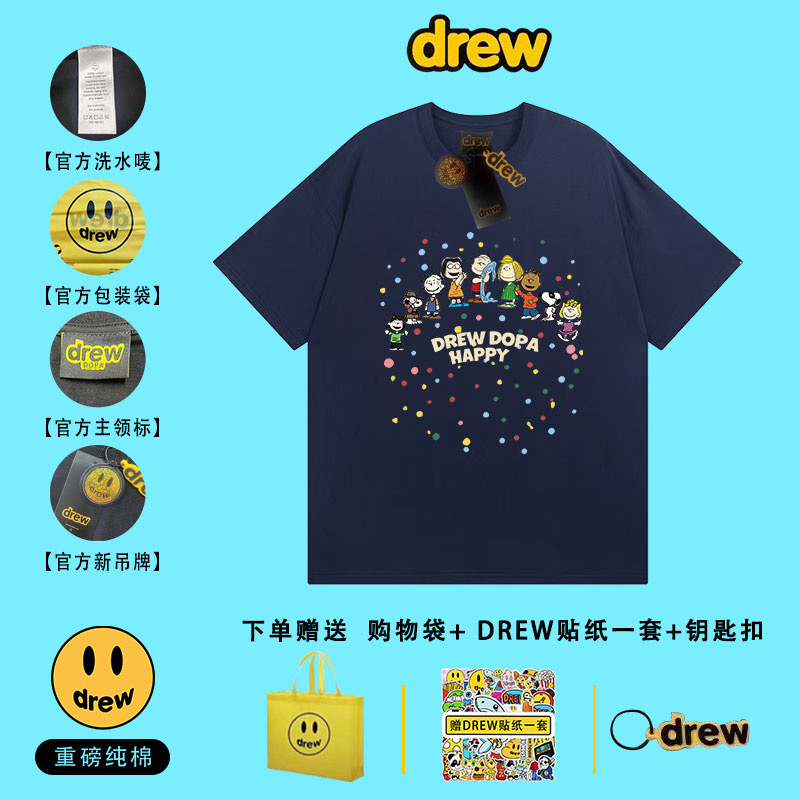 Drew DOPA原创潮牌美式复古卡通满天星印花短袖T恤男女情侣装半袖