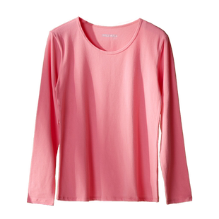 PROMAN豪门女士精梳棉磨毛圆领薄款秋衣打底内衣上衣宽松纯棉大码