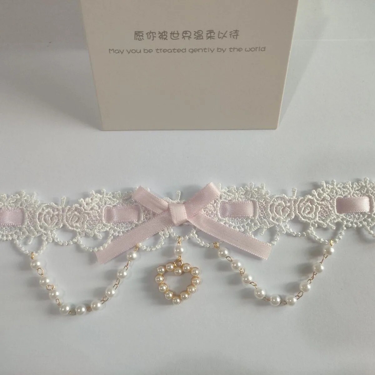 thumbnail for Pearl love white bead chain lace original handmade Lolita versatile choker