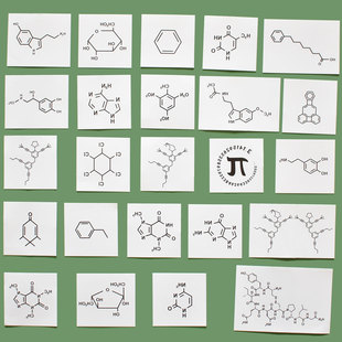 理科生礼物分子结构元素符号拼英文卡通化学仪器多巴胺纹身贴纸