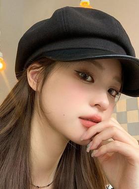 日系百搭贝雷帽女秋季显脸小文艺街头休闲复古英伦款报童画家帽子