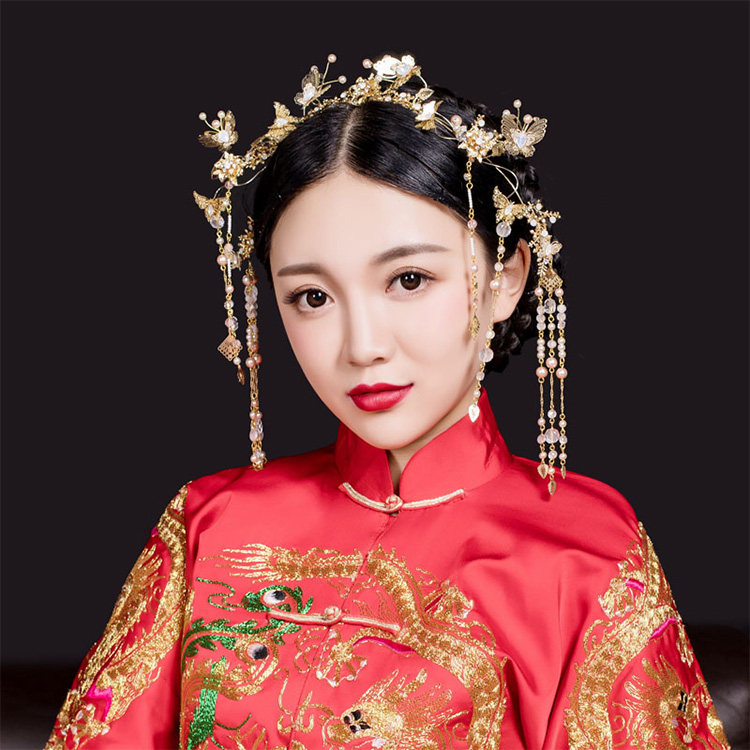 中式新娘古装头饰金色流苏凤冠发箍婚礼秀禾服饰品原创结婚发饰品在类目 饰品/流行首饰/时尚饰品新, 发饰中 - 来自Buy2taobao.com提供专业的淘宝代购服务