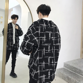 格子衬衫 另类编织呢外套 夹克潮牌男装 秋冬季 @安初七 OVERSIZE宽版