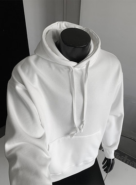 重磅华棉纯色百搭连帽卫衣男款秋冬日系潮牌大码宽松休闲上衣外套