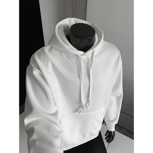 重磅华棉纯色百搭连帽卫衣男款秋冬日系潮牌大码宽松休闲上衣外套