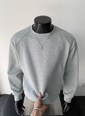 cleanfit纯色百搭宽松大码套头卫衣男款秋季潮牌正肩长袖t恤上衣